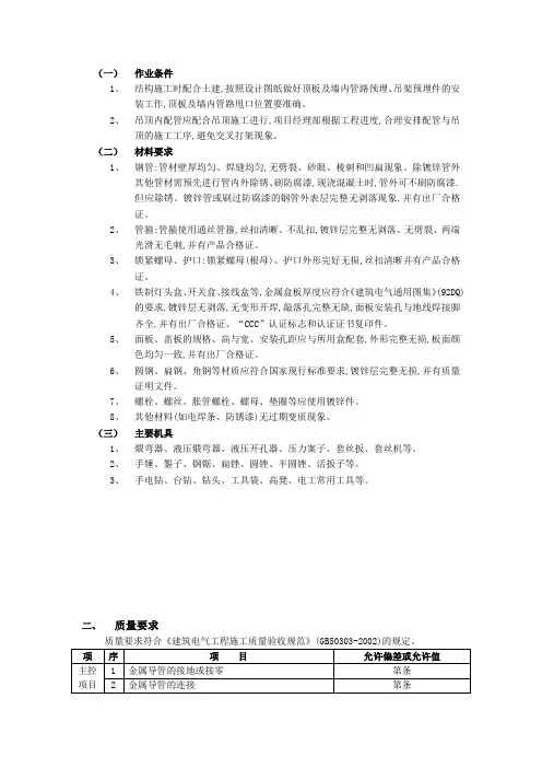 吊顶内管线敷设