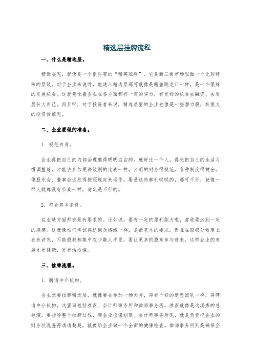 精选层挂牌流程