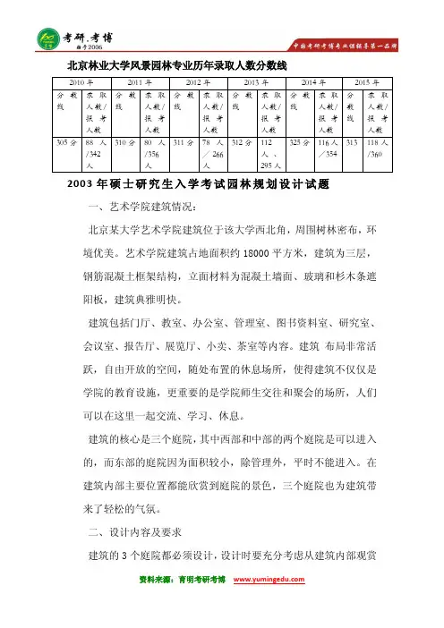 2016年北京林业大学风景园林专业专硕考研分数线历年考研历年真题考研专业课考研大纲考研考研读书笔记8