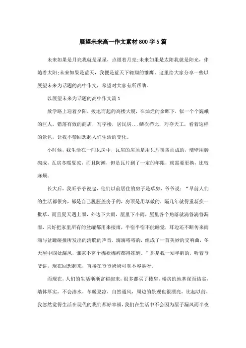 展望未来高一作文素材800字5篇
