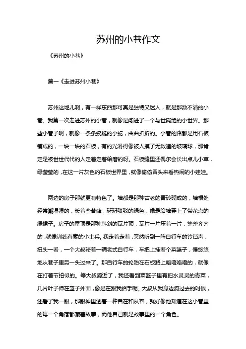 苏州的小巷作文