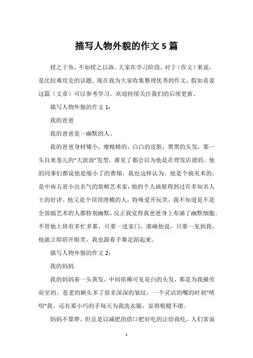 描写人物外貌的作文5篇