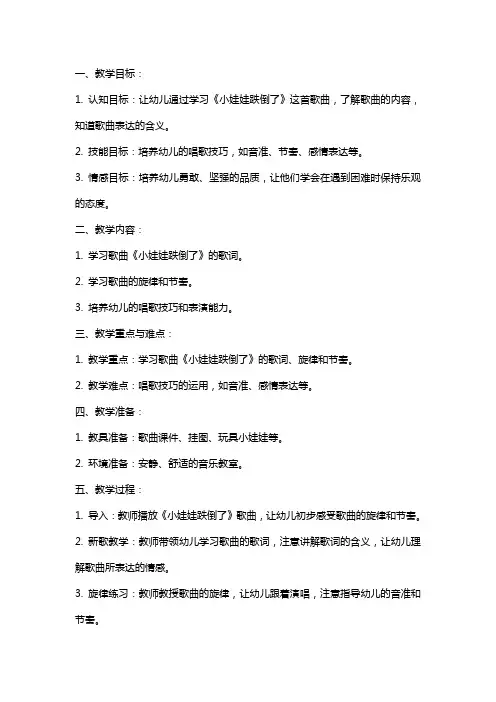 中班音乐教案及教学反思《小娃娃跌倒了》