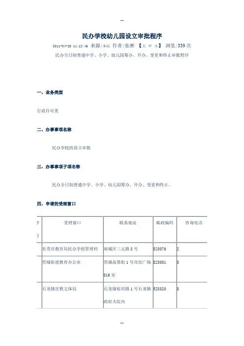民办学校幼儿园设立审批程序