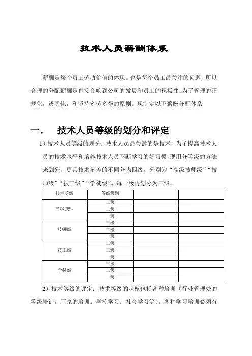技术人员薪酬体系