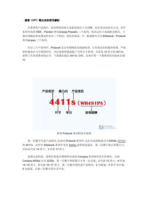 惠普(HP)笔记本的型号解析
