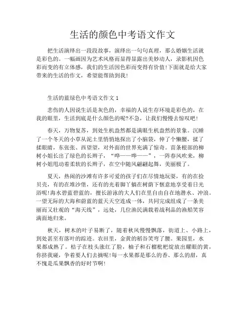 生活的颜色中考语文作文