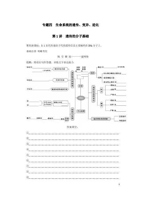 2023新教材高考生物二轮专题复习 专题四 生命系统的遗传、变异、进化 第1讲 遗传的分子基础
