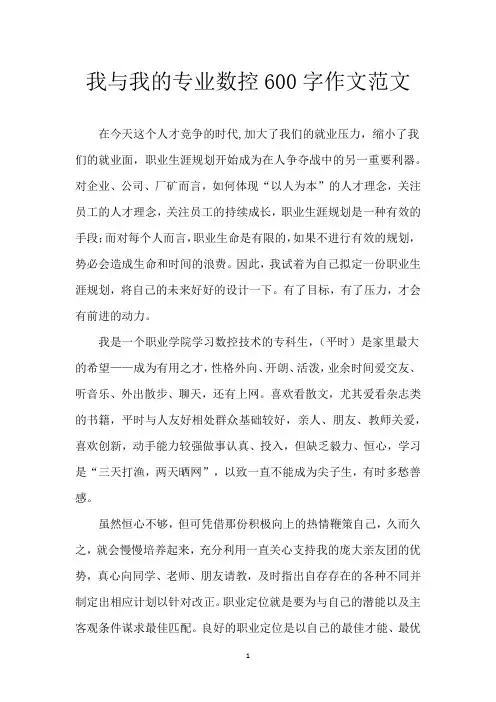 我与我的专业数控 600字作文范文