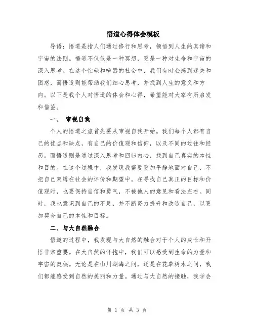 悟道心得体会模板