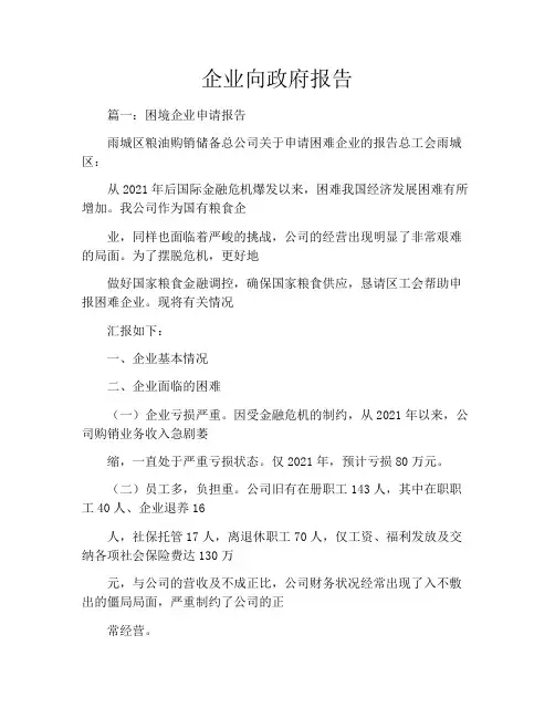 企业向政府报告