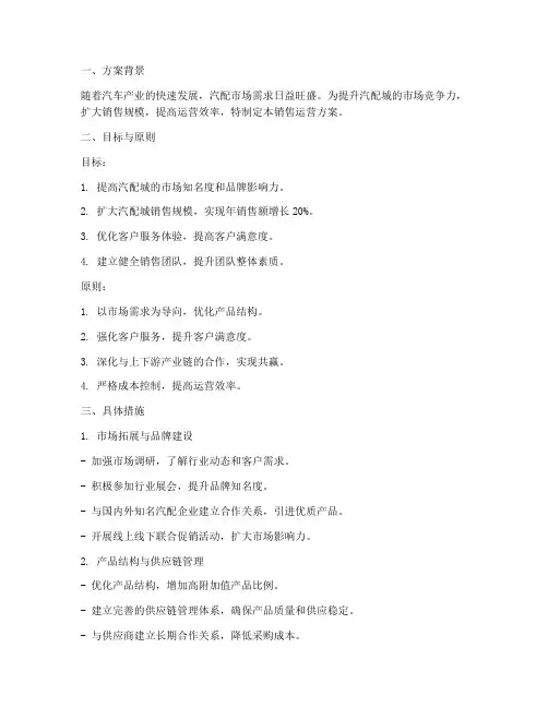 汽配城销售运营方案范文