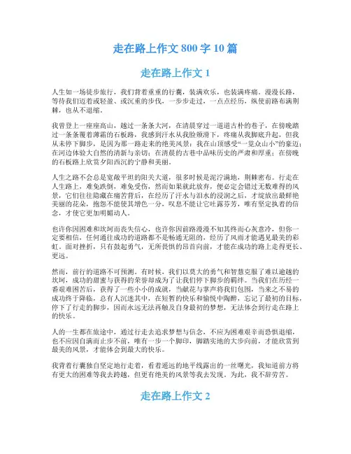 走在路上作文800字10篇