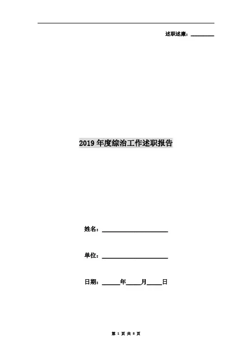 2019年度综治工作述职报告