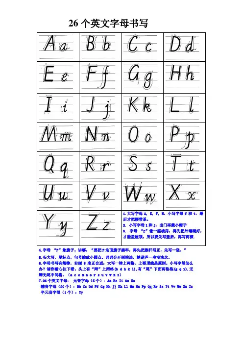 26个英文字母书写标准及字母音标