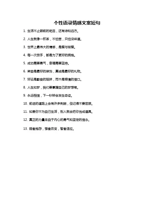 个性语录情感文案短句