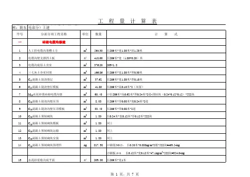 电缆沟工程量计算表 土建 