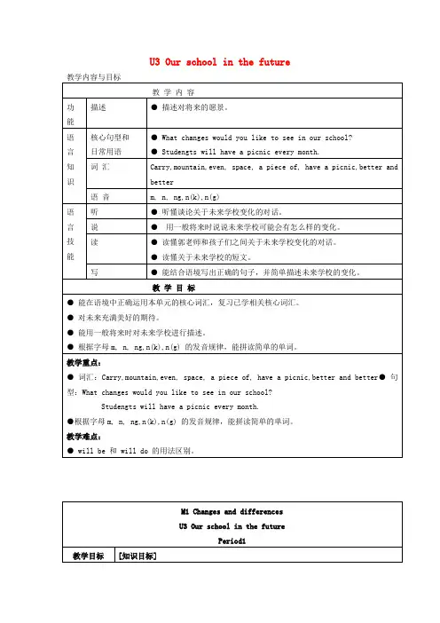 六年级英语下册Module1ChangesanddifferencesUnit3Ourschoolinthefuture教案牛津上海版三起