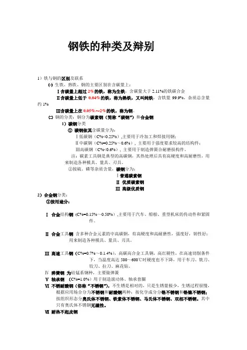 钢铁的种类及辩别