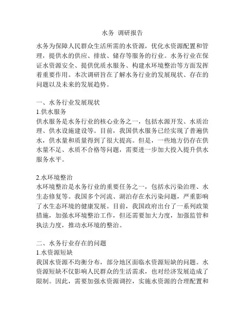 水务  调研报告