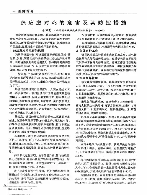 热应激对鸡的危害及其防控措施