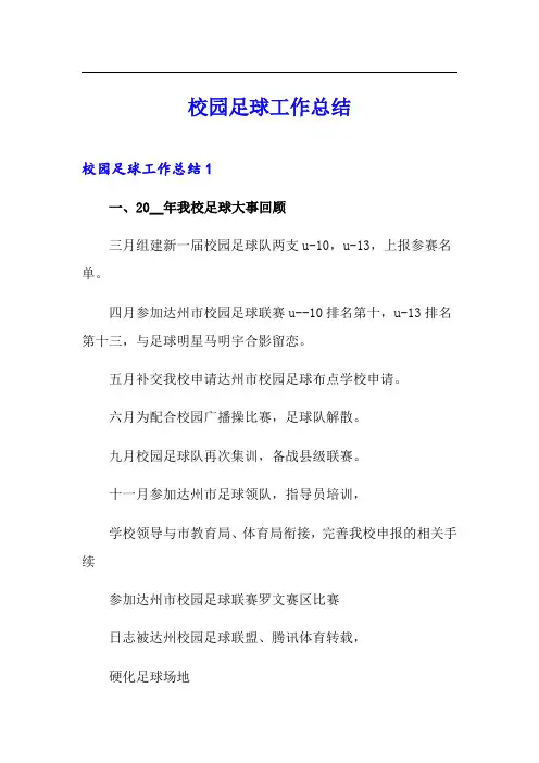 校园足球工作总结