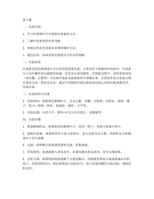 绿叶素的提取实验报告(3篇)