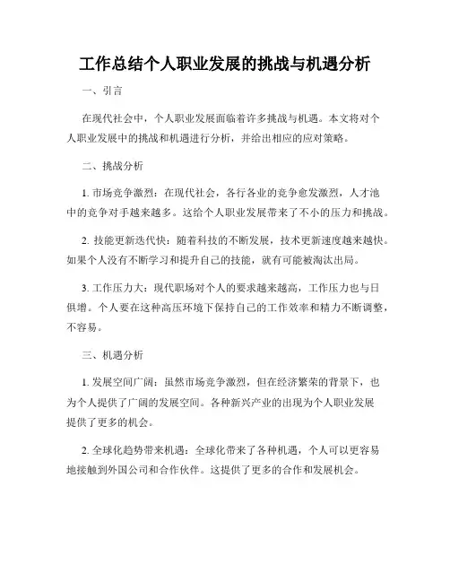 工作总结个人职业发展的挑战与机遇分析