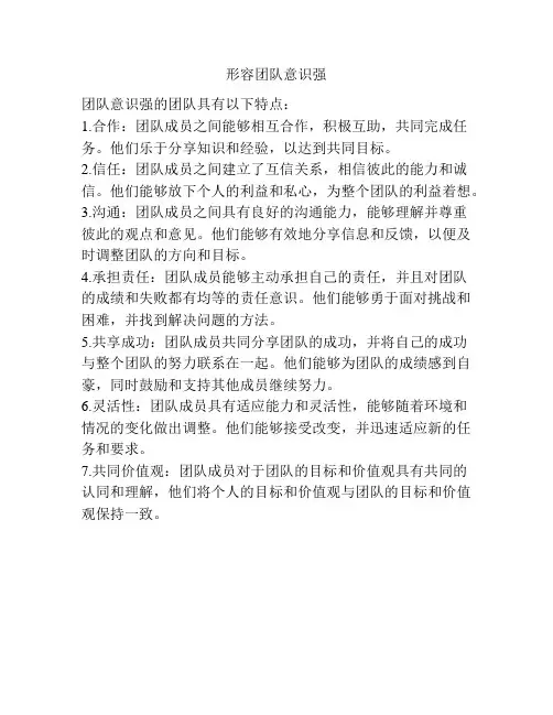 形容团队意识强