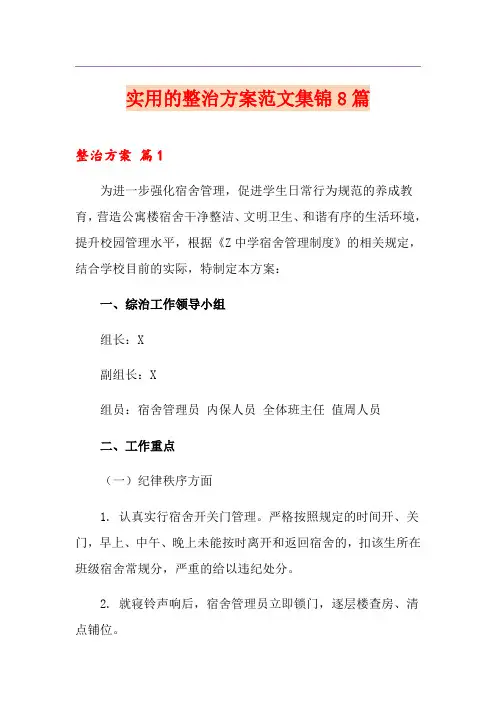 实用的整治方案范文集锦8篇