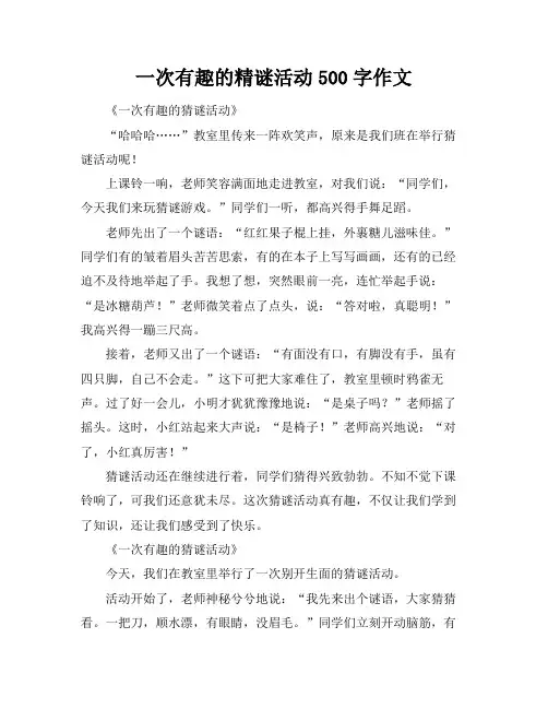 一次有趣的精谜活动500字作文