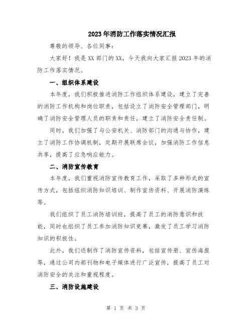 2023年消防工作落实情况汇报