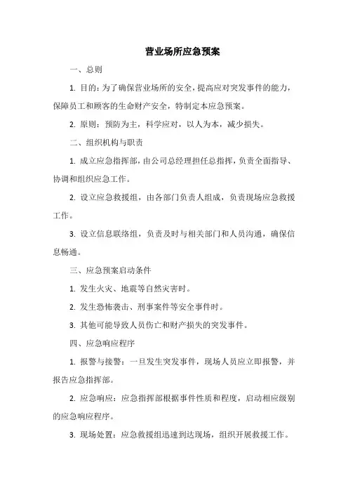 营业场所应急预案