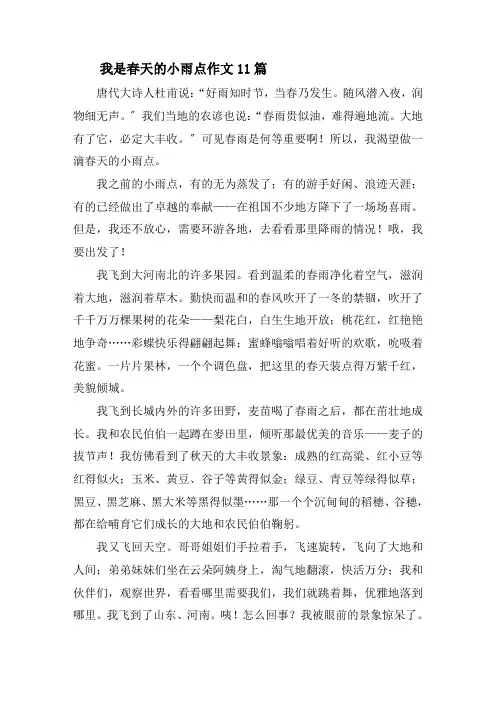 我是春天的小雨点作文11篇精选