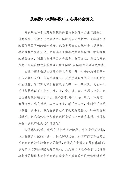 从实践中来到实践中去心得体会范文