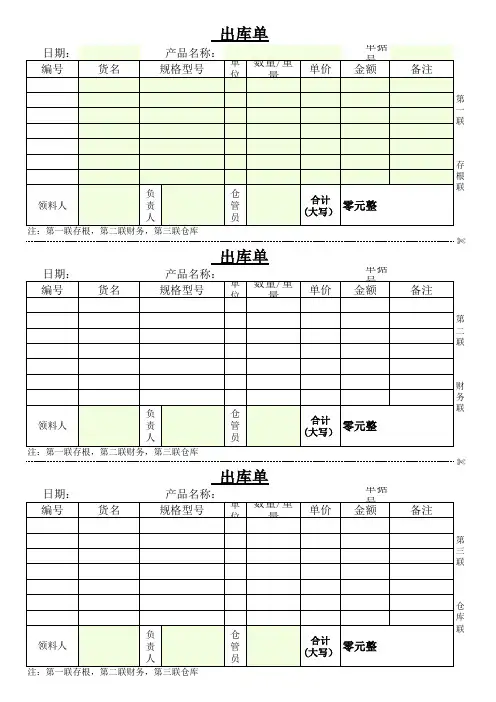 超实用仓库存货出库单表格模板