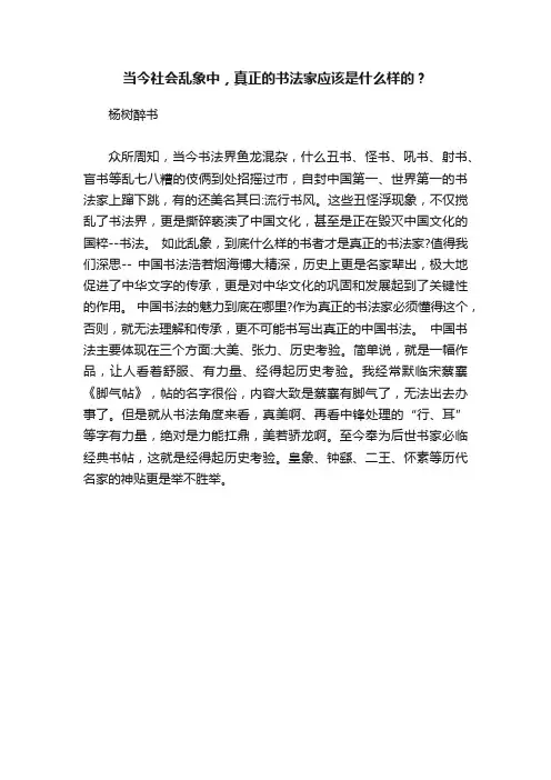 当今社会乱象中，真正的书法家应该是什么样的？