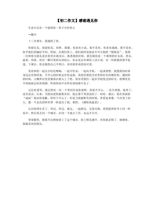 【初二作文】感谢遇见你
