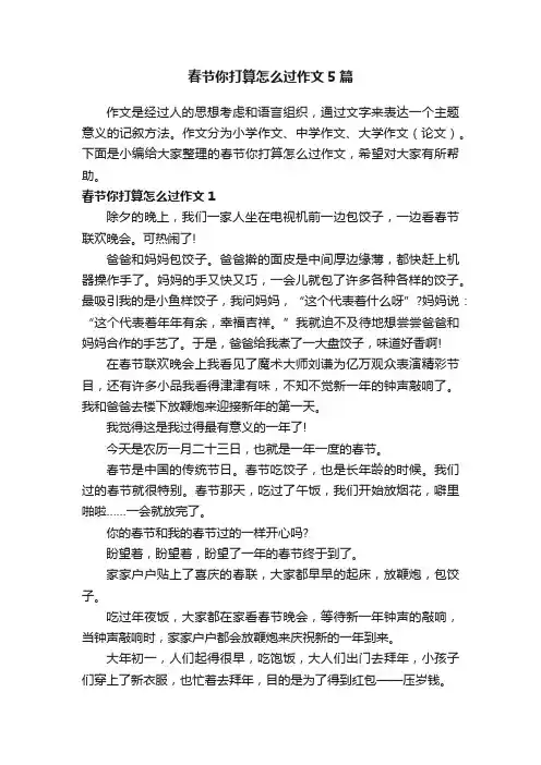 春节你打算怎么过作文5篇