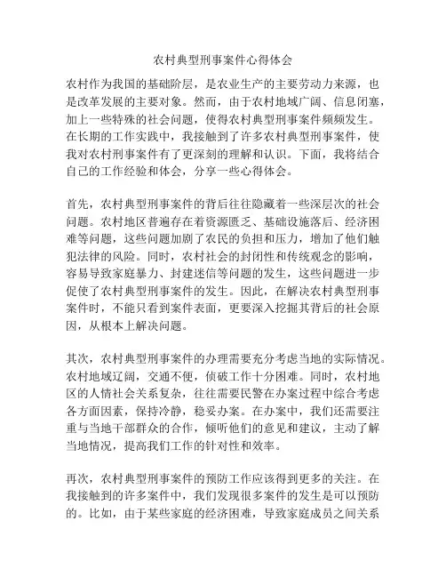 农村典型刑事案件心得体会