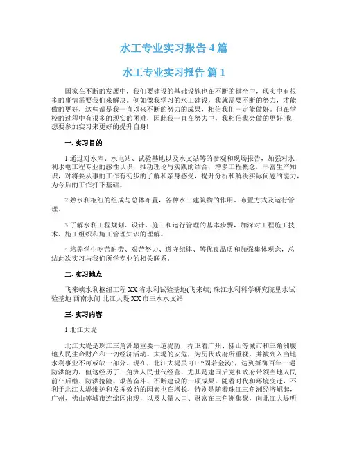 水工专业实习报告4篇