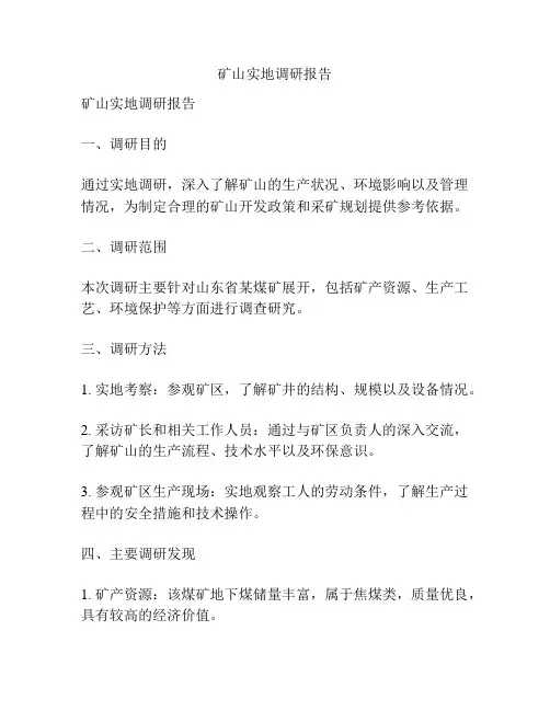 矿山实地调研报告