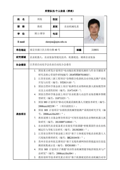 周俊师资队伍个人信息(样表)_周俊