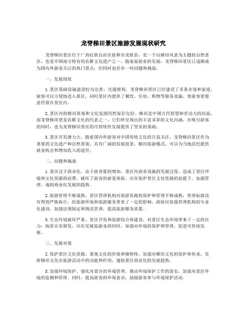龙脊梯田景区旅游发展现状研究
