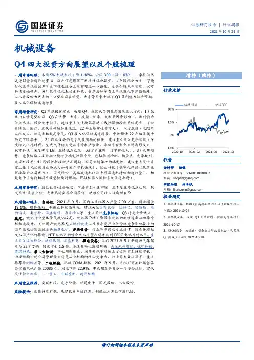 机械设备：Q4四大投资方向展望以及个股梳理