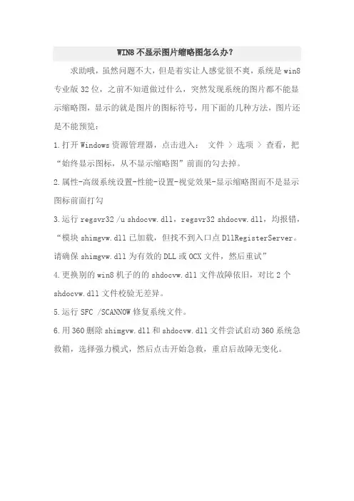 WIN8不显示图片缩略图怎么办