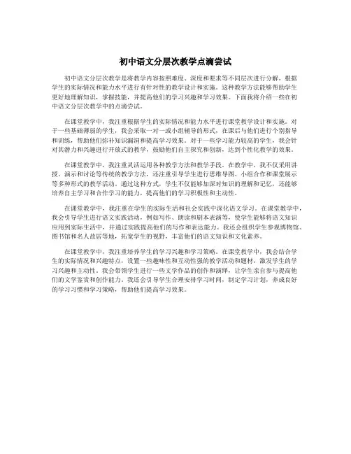 初中语文分层次教学点滴尝试