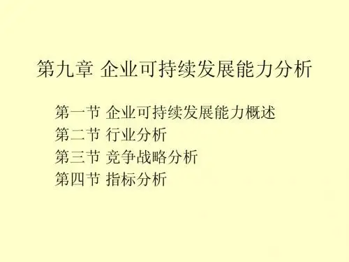 第九章 企业可持续发展能力分析