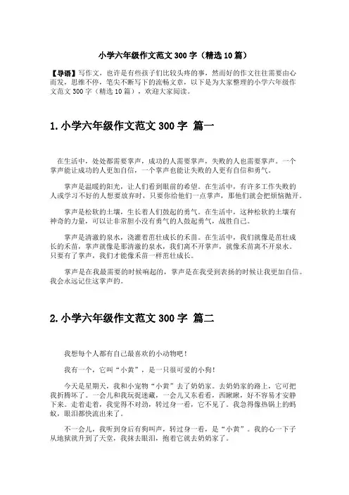 小学六年级作文范文300字(精选10篇)