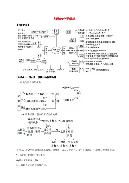 2021年高考生物二轮复习 核心考点专项突破 细胞的分子组成练习（含解析）